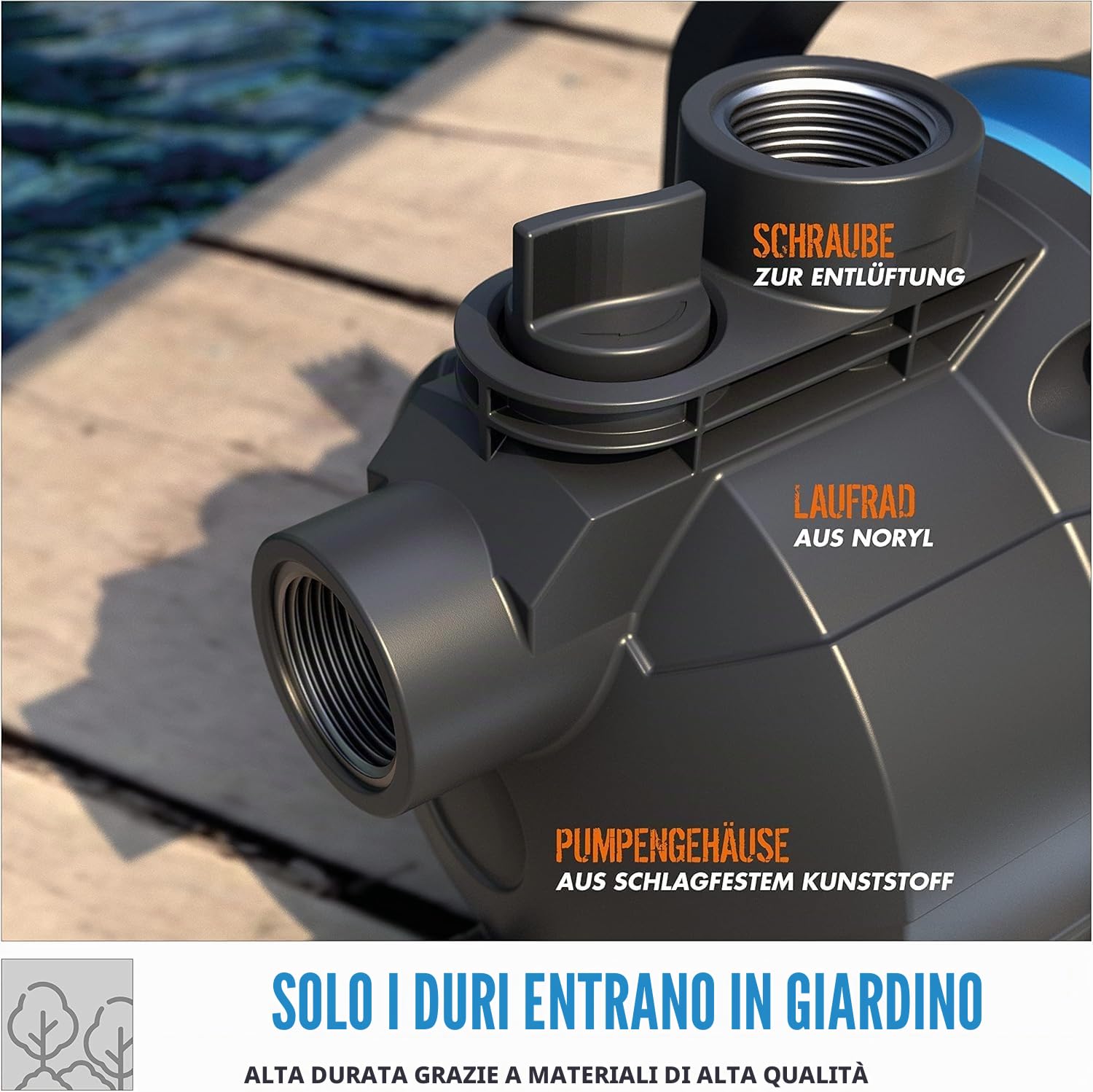Güde Pompa da giardino GP 6035 (600 W, portata massima 3200 l/h, altezza di aspirazione fino a 7 m, filettatura di collegamento 1" IG, pompa a getto per irrigazione giardino)