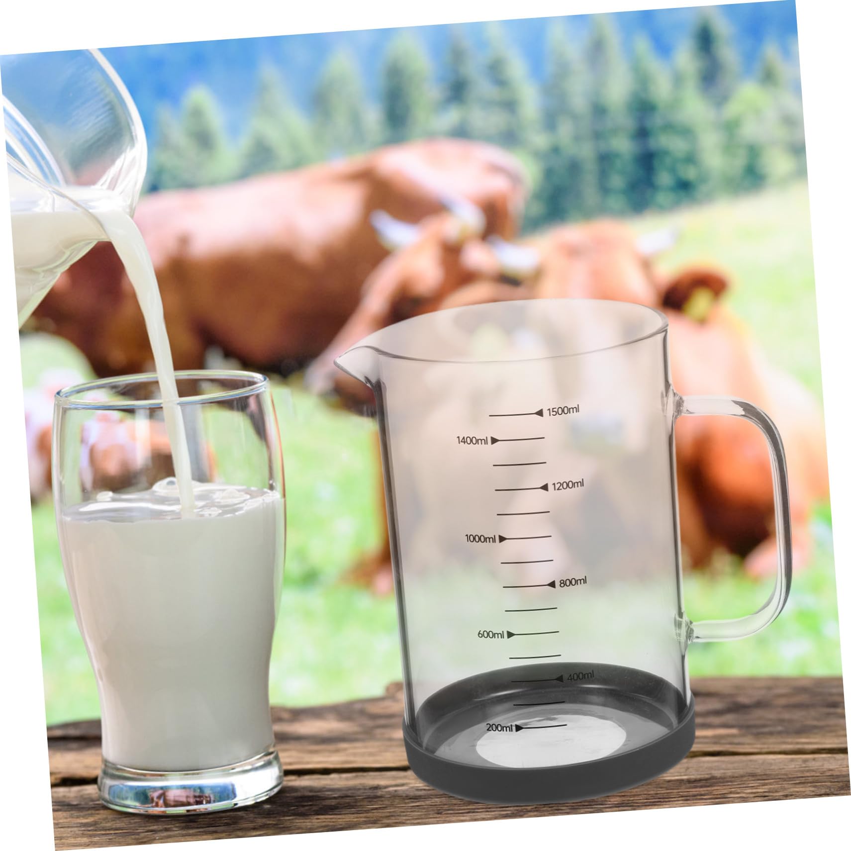 Verre Doseur en Verre 1500ml à Poignée pour Mesurer Liquides | Graduations Lisibles, Versement Facile, Usage la Cuisine et Hôtels, Nettoyage Simple