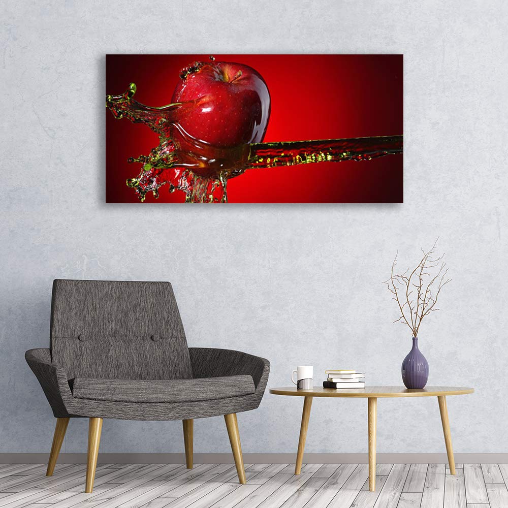 Tulup Impression sur Verre Trempé 120x60cm - Plastique Imprimés Tableau Décoration Déco Mural Moderne Design - Cuisine Apple Eau