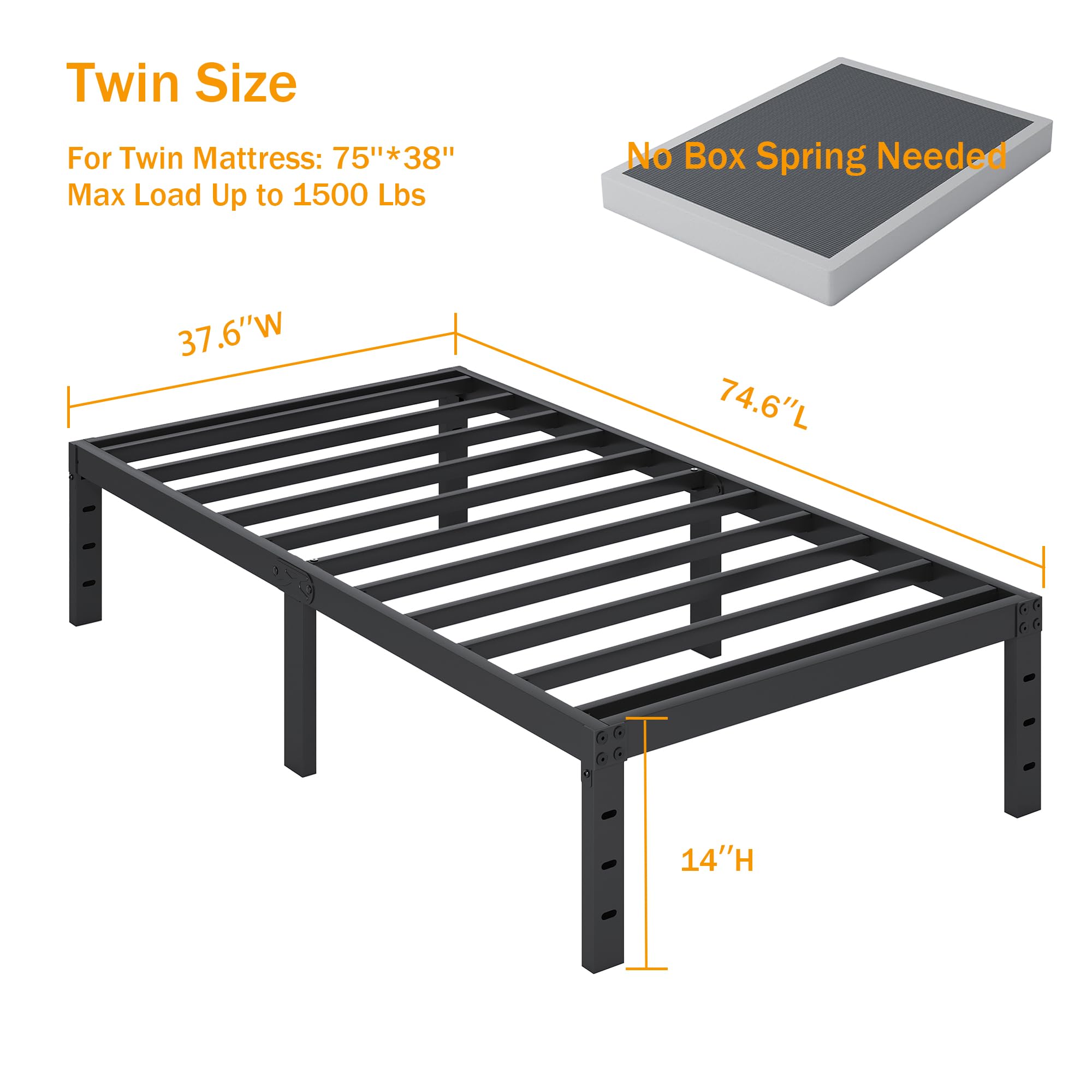 Base Para Colchão Twin SHLAND - Estrutura Metálica Resistente 17 Cm