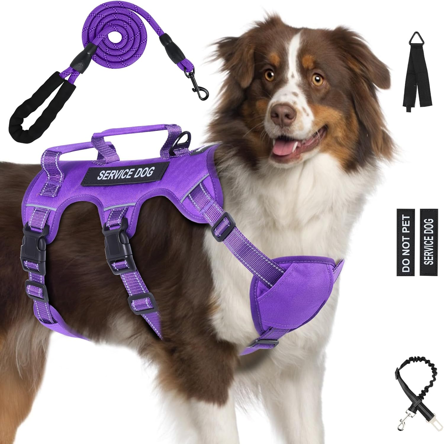 Adjustable No-Pull Dog Harness Set for Large Breeds – XL Size (Purple) Adjustable No-Pull Dog Harness Set for Large Breeds – XL Size (Purple)