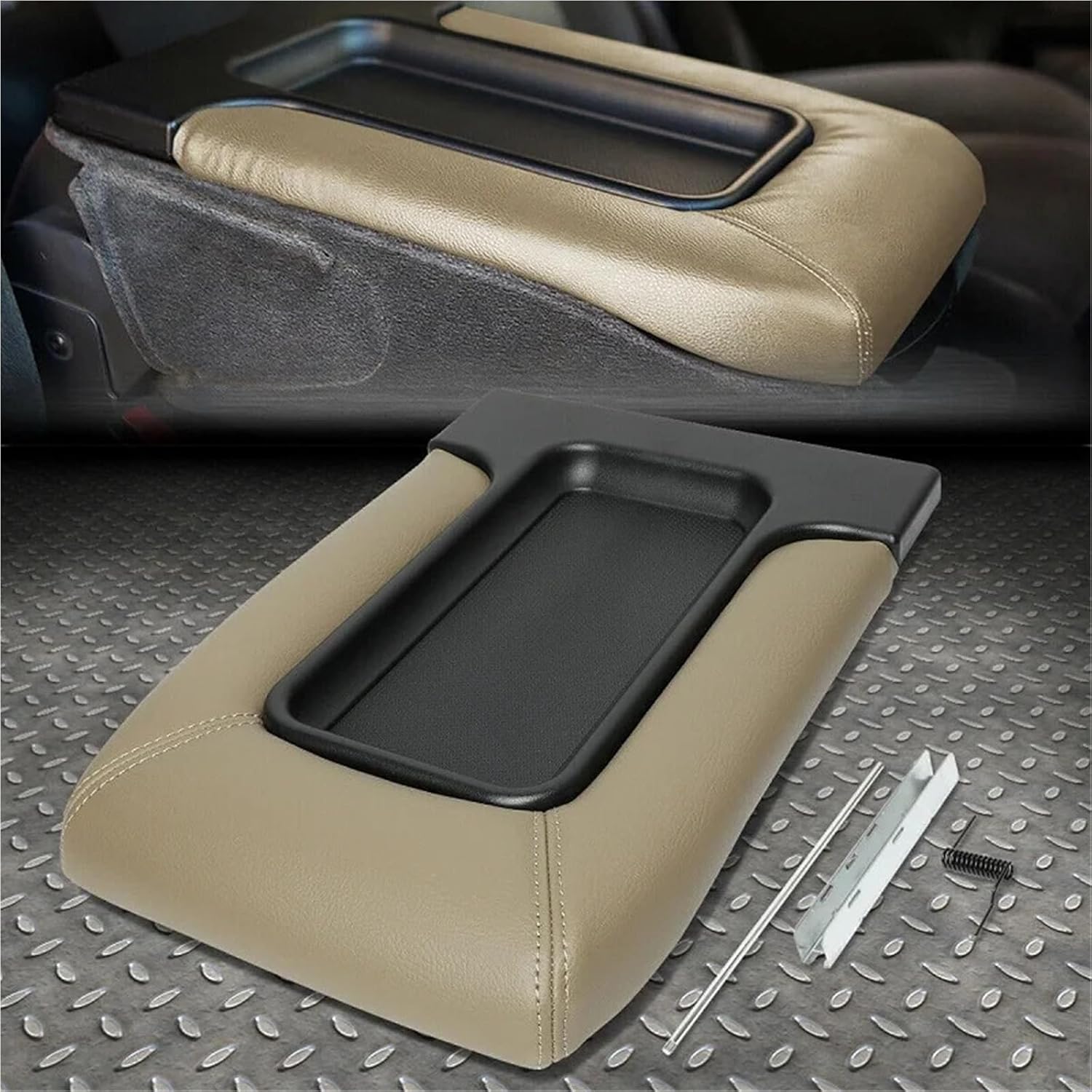 Center Console Arm Rest Cover Compatible with 1999-2007 Silverado Sierra Cadillac 19127364 Car Console Lids Replacement 3 Colors(Gloss Black)