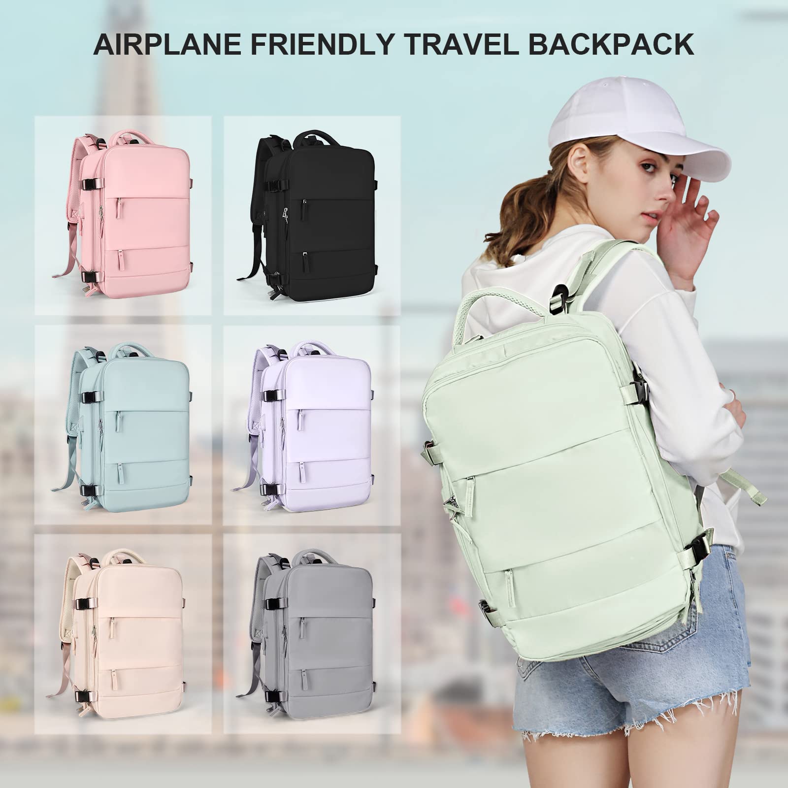 SZLX Zaino da viaggio grande da donna da viaggio zaino da escursionismo sportivo da esterno impermeabile zaino da scuola casual laptop da 14 pollici con porta di ricarica USB scomparto per scarpe