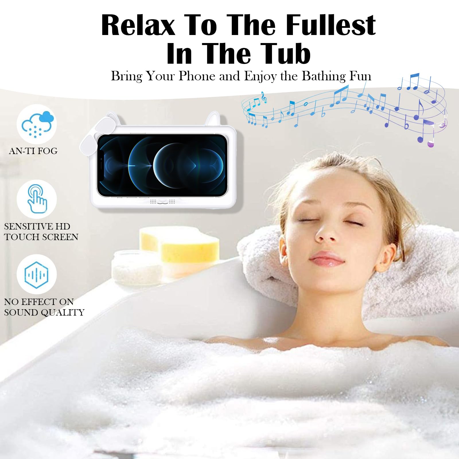 Soporte para teléfono de ducha, impermeable, antivaho, pantalla táctil, soporte de pared de rotación de 480 grados, para baño, baño, cocina, espejo de pared, compatible con teléfonos de 4.7 a