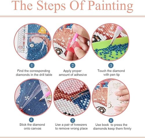 Miniatura 6 de Kits de pintura de diamantes 5D para niños con marco de madera, arte de diamantes de puntada para niños de 6-8-10-12, arte y manualidades, regalo de