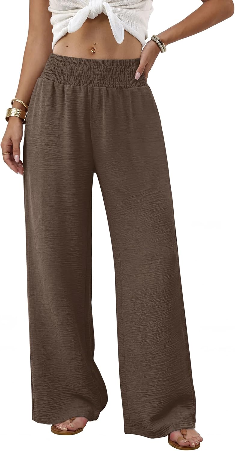 Sampeel Wide Leg Pants Woman High Waist Trousers with Pockets Casual Lounge thumbnail
