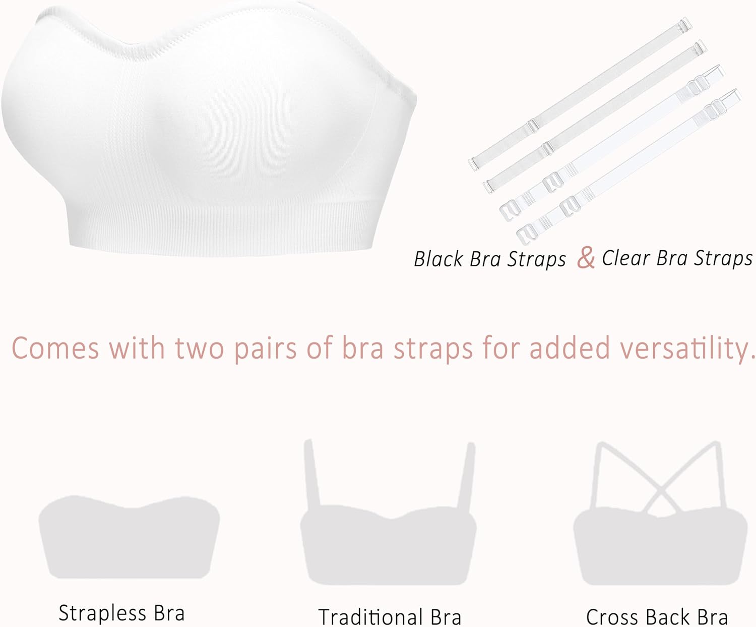 Strapless Bra for Women-Convertible Comfort Bandeau Bra with Non-Slip Silicone,Seamless Wirefree Padded Bralette - Image 7