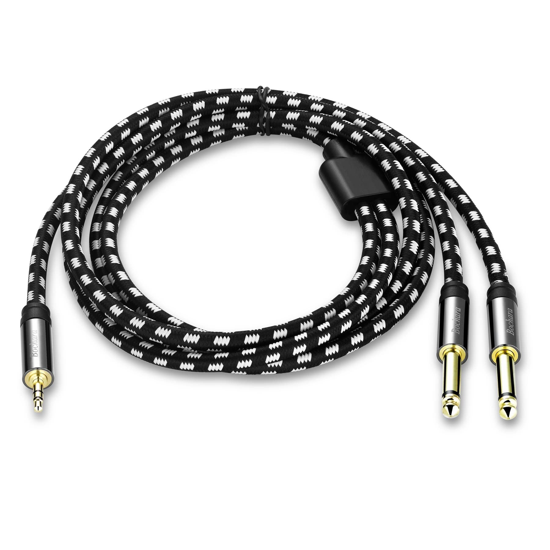 Cavo audio TRS stereo da 3,5 mm placcato in oro intrecciato a doppia lamina da 6,5 ​​mm TS OFC + intrecciato 1,5 m