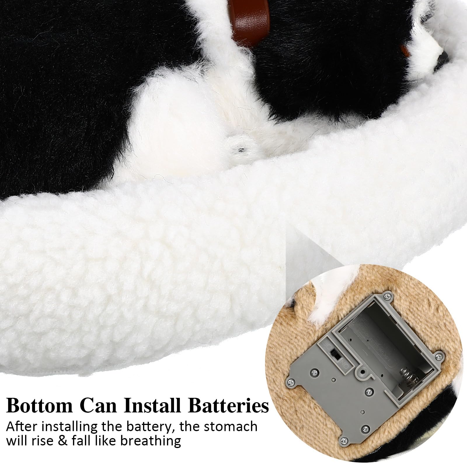 Kichvoe Cane di Peluche Realistico Addormentato Nero, Decorazione | Finitura in Lana Artificiale e Polietilene, Stile Vivace e Adorabile, per Natale e Halloween