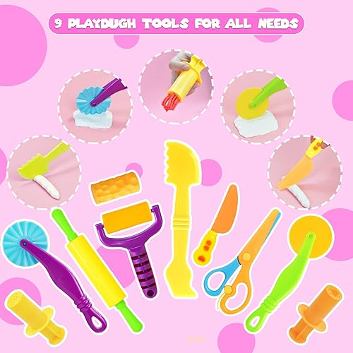 Miniatura 4 de Juego de herramientas Playdough, 18 piezas de juegos de masa de juego para niños de 4 a 8 años, accesorios creativos para masa de juego con