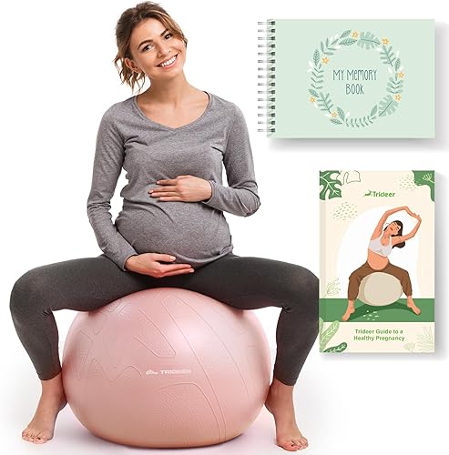 Trideer Bola de parto para embarazo, bola de yoga extra gruesa de 0.069 pulgadas para maternidad, parto, ejercicio, fisioterapia, recuperación, guía