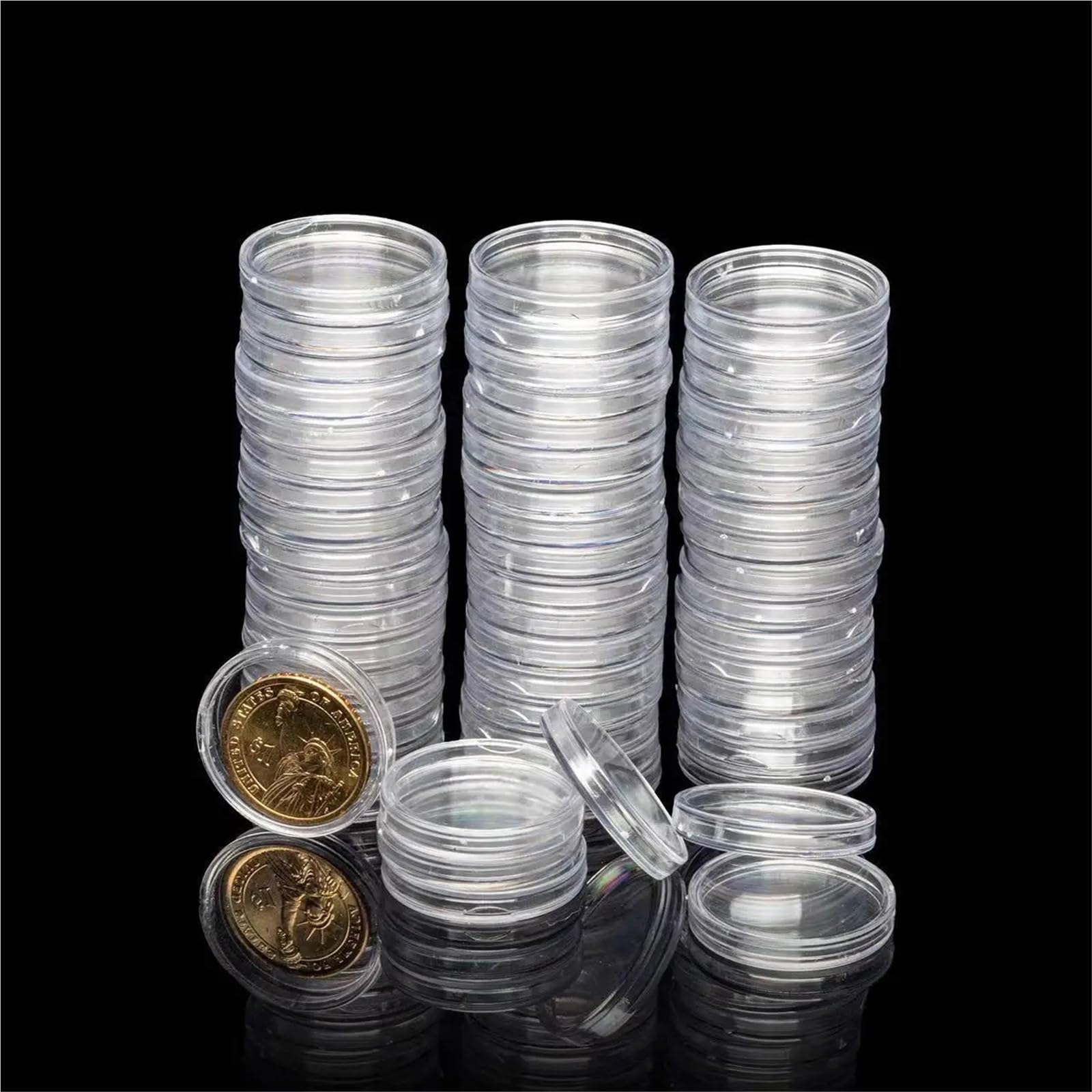 Portamonete in plastica trasparente, per monete e monete, 150 pezzi, 50 x 4 mm
