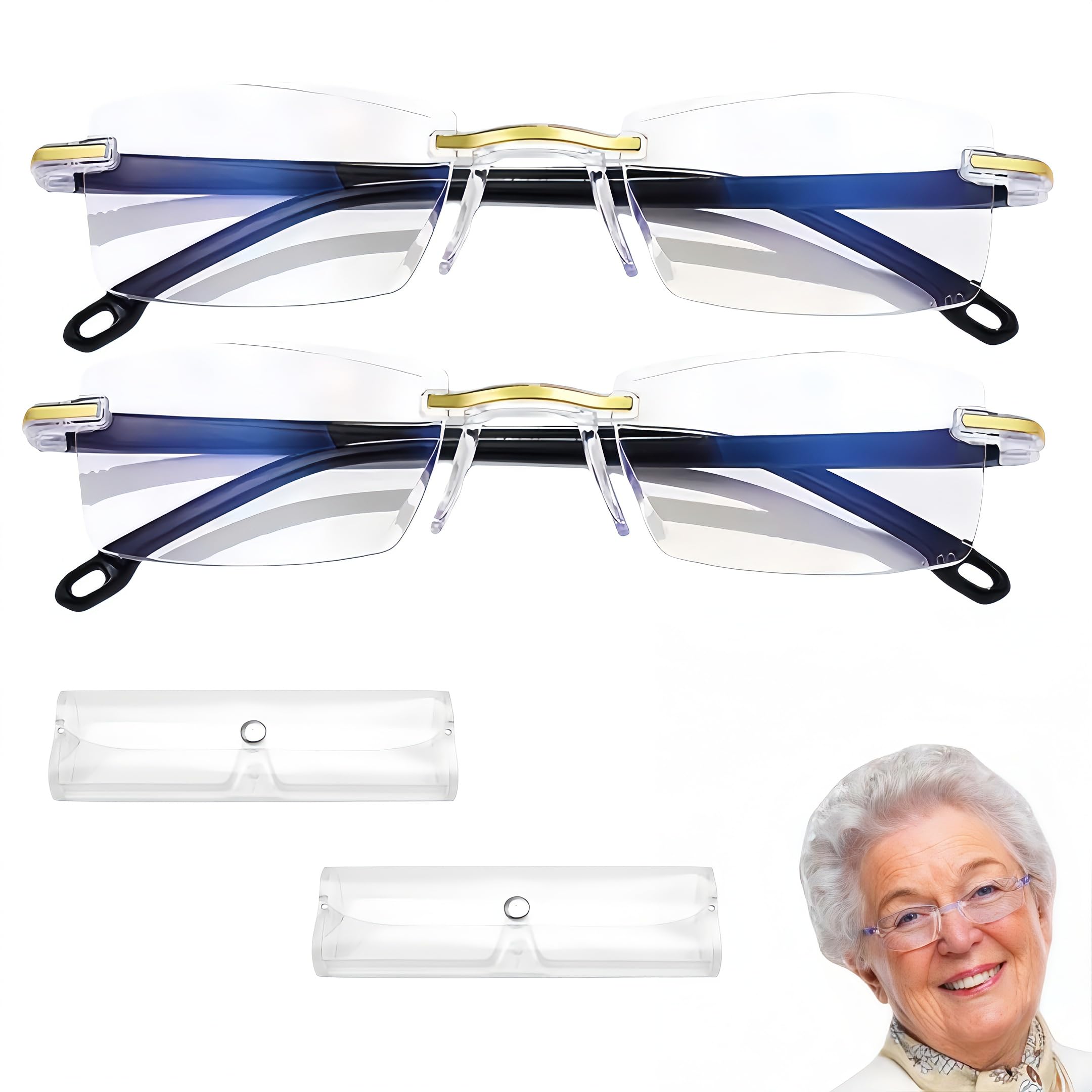 Photo 1 of 2 pcsAuto Focus Glasses, Intelligent Zoom Anti-Blue Light Presbyopia Glass ??Comes with glasses bag?, Auto Focus Reading Glasses Self Adjusting?