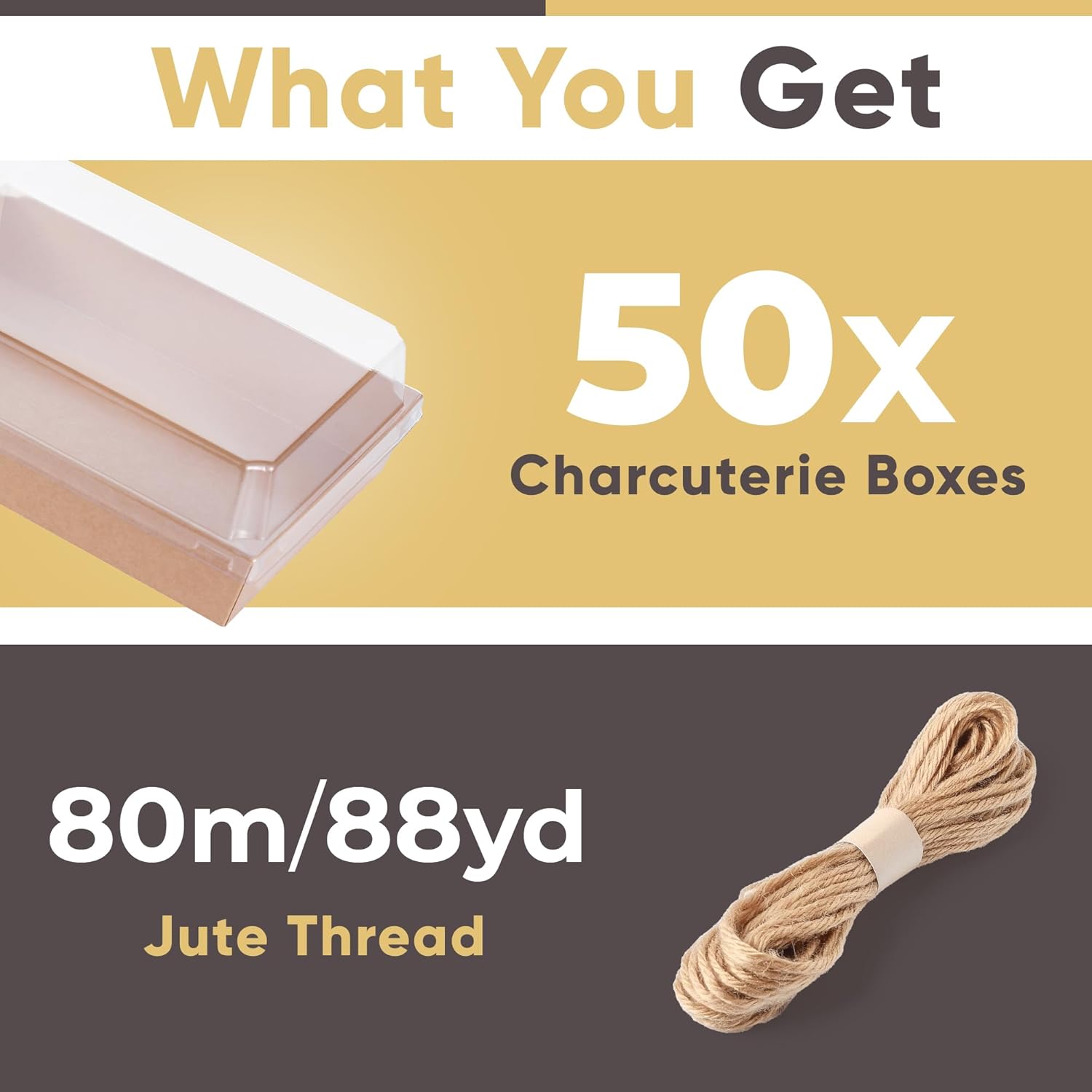Leafiew 50 Pack 7x5 Inches Charcuterie Boxes with Clear Lids - Individual To Go Paper Charcuterie Board with Lid, Disposable Food Containers for Desserts, Cookie, Food, Charcuterie Accessories