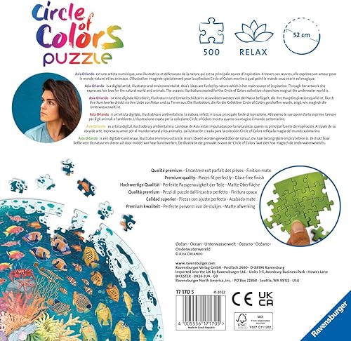 Miniatura 3 de Ravensburger Circle of Colors: Ocean - Rompecabezas redondo de 500 piezas | Actividad atractiva para niños y adultos | Calidad premium | Prácticas