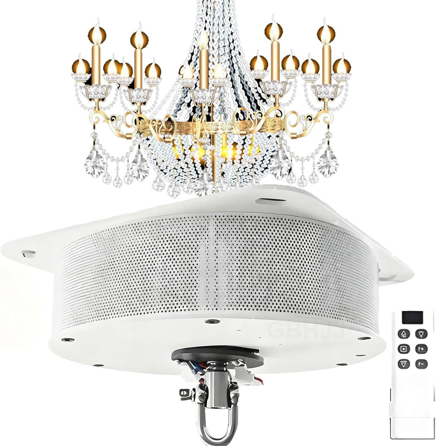ByBoDi Chandelier Lifting Systems, Motorized Villas Heavy Duty Pendant Lamps Lifter Electric Chandelier Hoist Lift Systems, 5/6 Meter Lifting Range, with Remote Control 230kg
