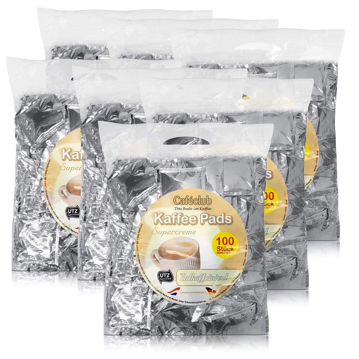 7x Cafeclub Entkoffeiniert Kaffeepads Megabeutel je 100 stk. einzeln verpackt