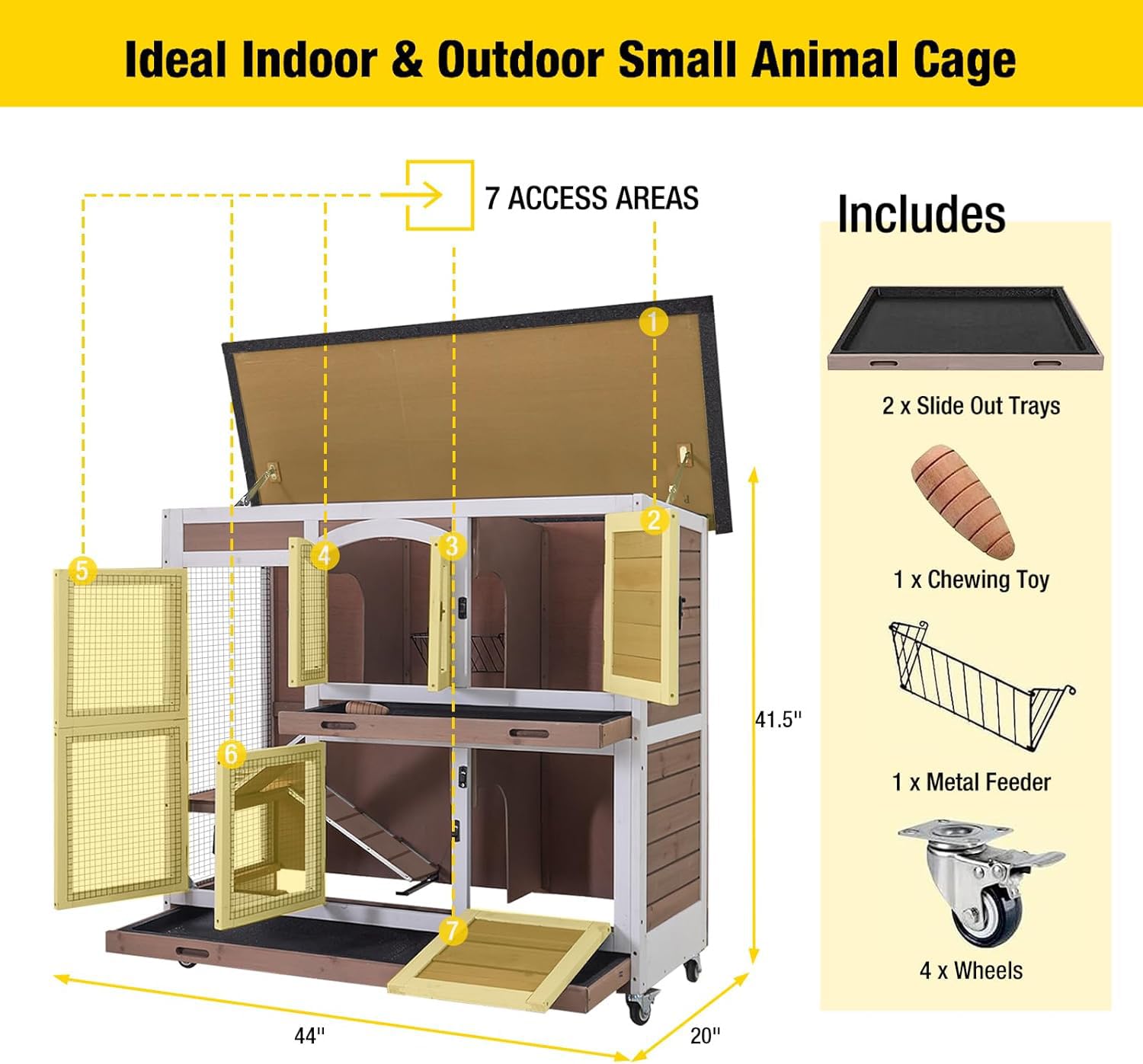 Amazon.com : Aivituvin Rabbit Hutch Bunny Cage with Wheels Indoor