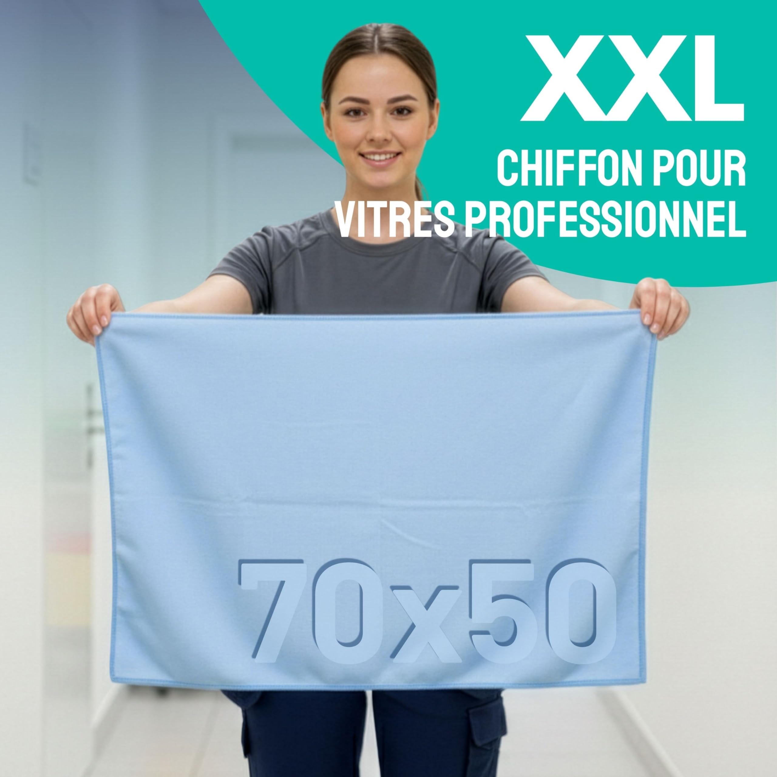 Sonty Chiffons à vitres XL Microfibre 50x70 cm – Lot de 5 lingettes antitraces | Lavette vitres & Chiffon Magique pour Verre, miroirs, Cuisines | Lavable 40–90°C (Bleu)