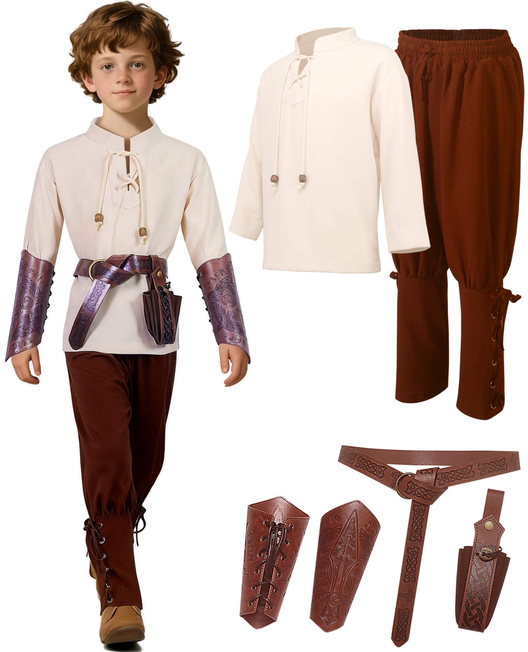 Kids Renaissance Costume Boys Medieval Viking Cosplay Sets for Halloween