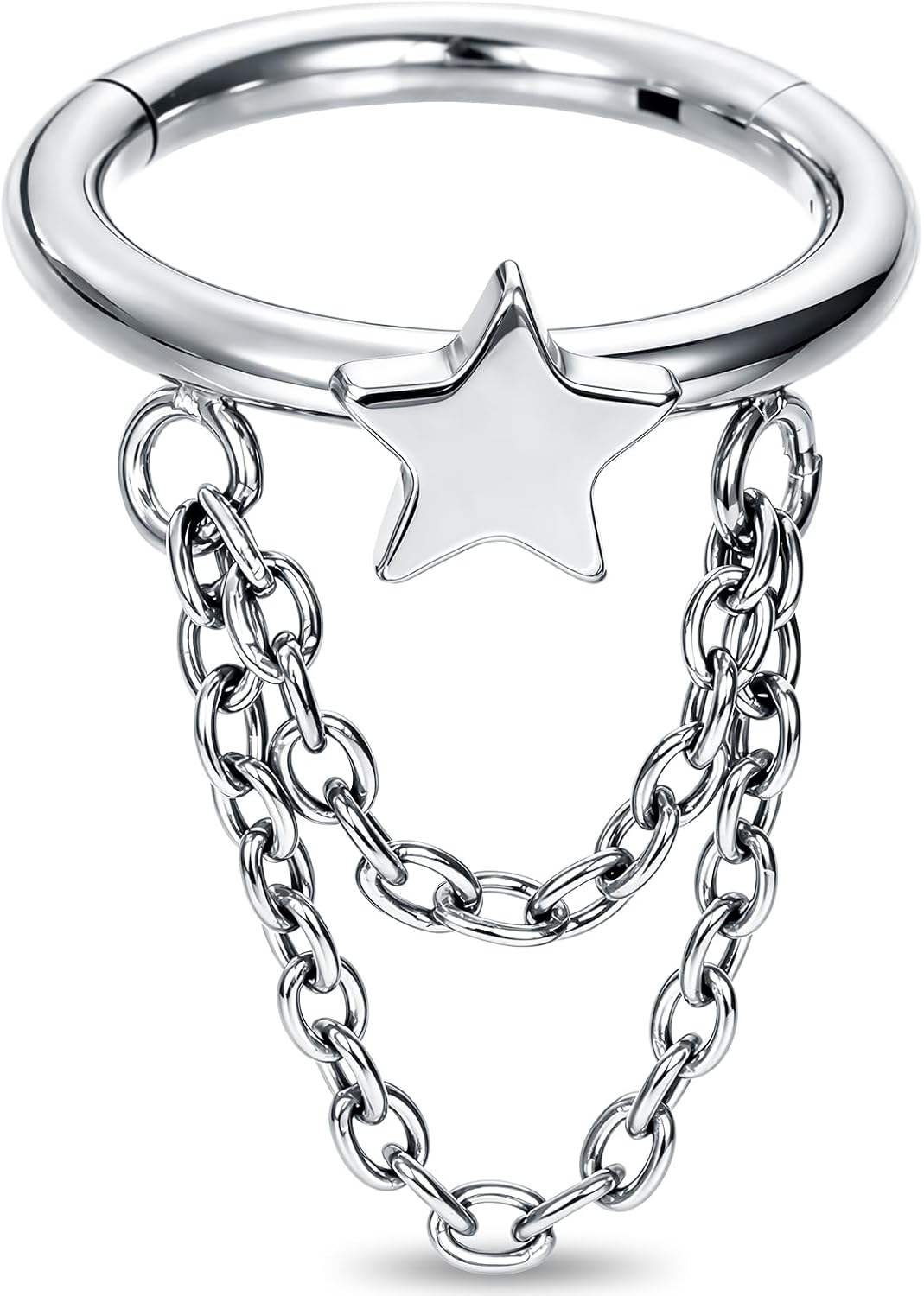 Xpircn Titanium Helix Chain Earring 16G Chain Star Helix Hoop Earrings Hinged Segment Helix Conch Piercing Jewelry