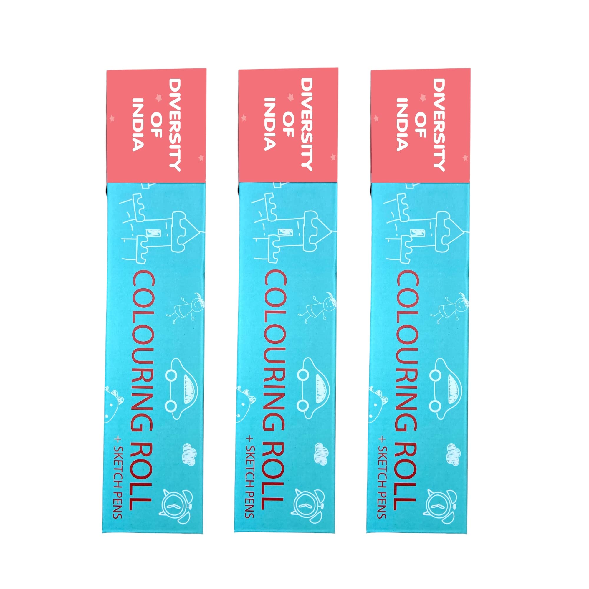 CocoMoco Kids Return Gifts Combo Pack – Set of 3 pcs of Giant Colouring Roll for Kids Ages 4-8 -India Theme Huge Colouring Paper 12 feet Long Reusable Mat Draw and Erase Indian Culture (Pack of 3)