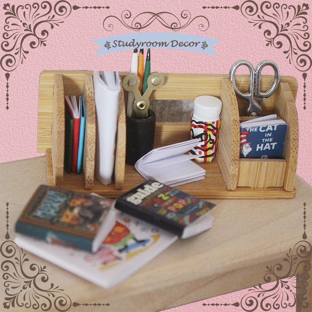 3PC 1/12 Dollhouse Accessories Miniature Wooden Bookshelf image 4
