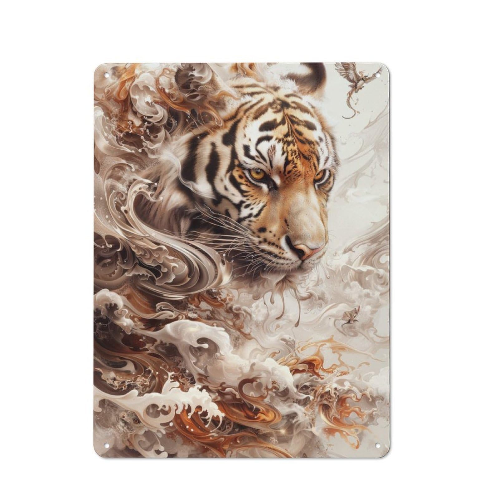 Junmoney Tiger Swirl Metal Plaque 40X30cm With For Workshop Wall, Retro Decor, For Garage, Workshop And Man Cave Decoration