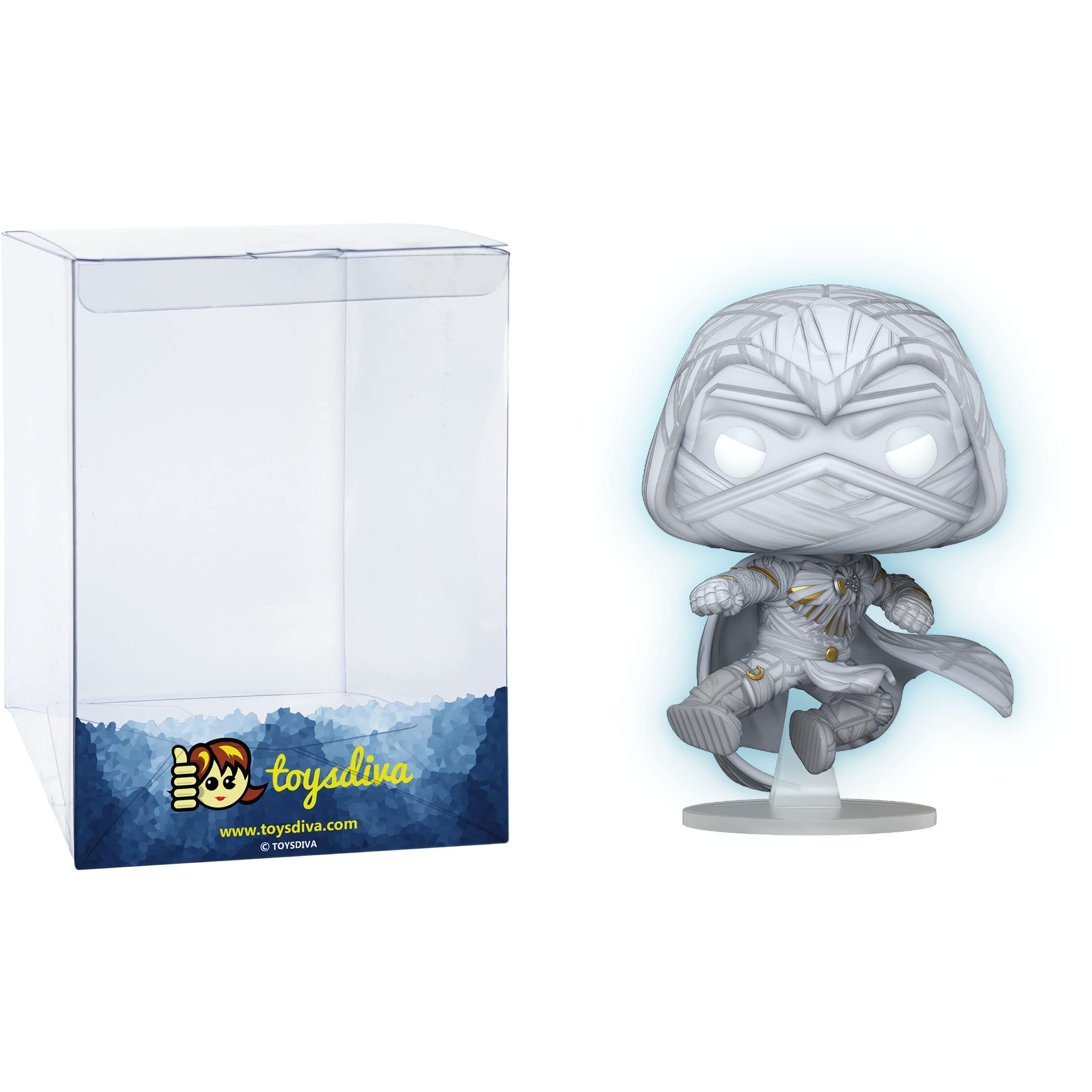 Moon Knigh t [Glow-in-Dark] (Hot Topic Exc): P o p ! Vinyl Figurine Bundle with 1 Compatible 'ToysDiva' Graphic Protector (1047 - 64898 - B)