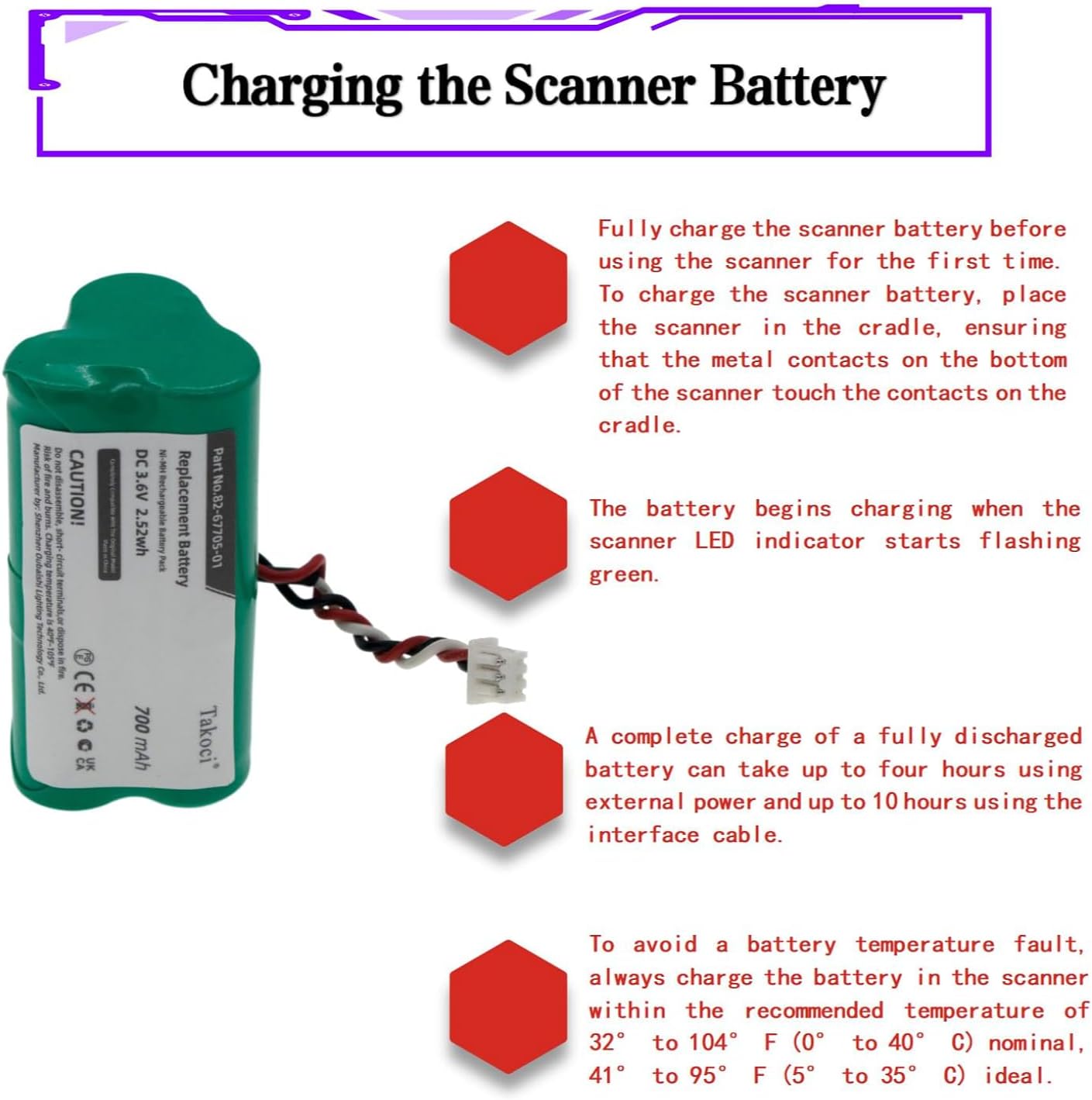 (4-Pack) Replacement 82-67705-01 BTRY-LS42RAAOE-01 Battery for Symbol LS4278 LI4278 DS6878 Barcode Scanner Battery