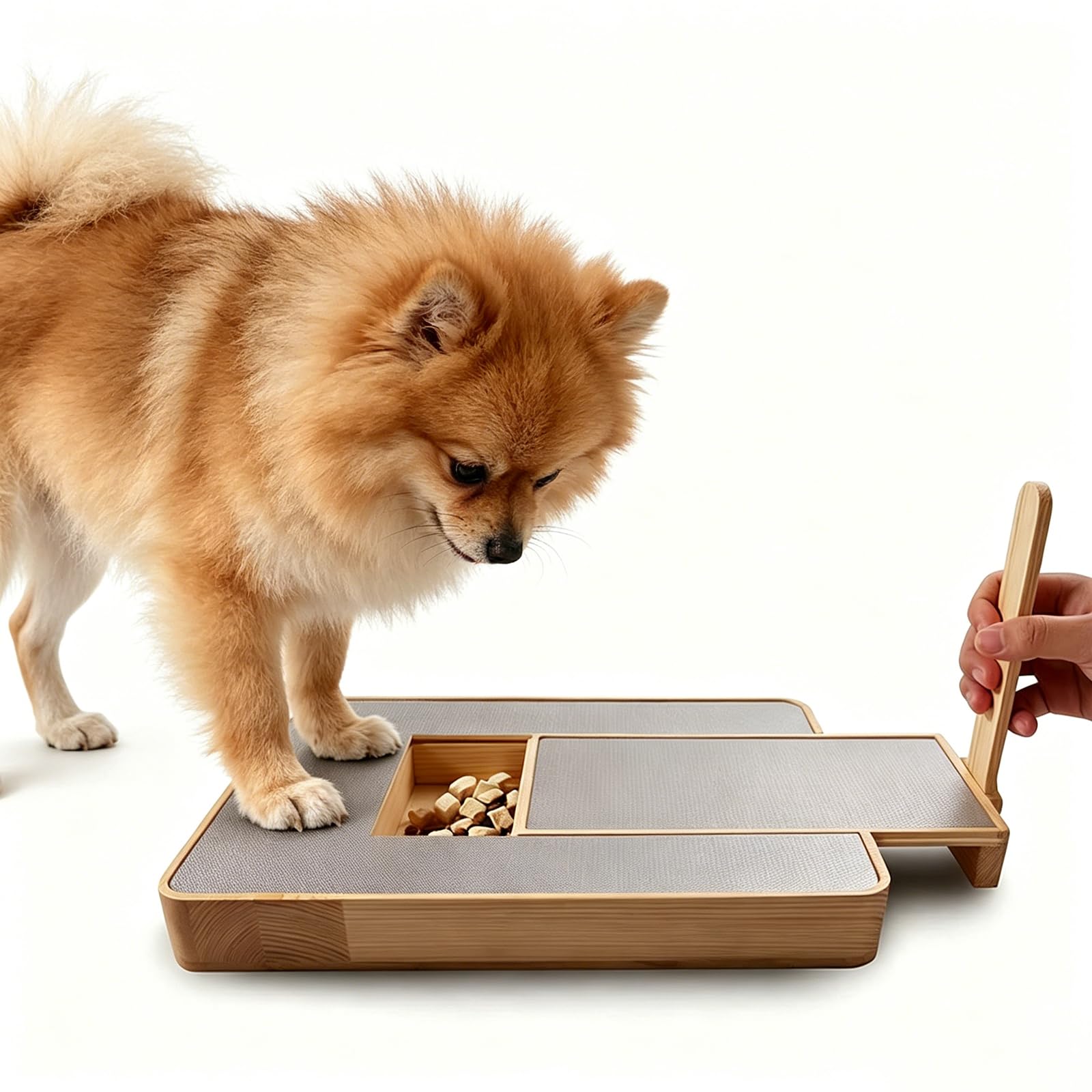 FXNFXLA Vivifying Dog Nail Scratch Board with Treat Drawer, Dog Scratch Pad for Nails, Durable Wooden Dog Scratch Pad with Hidden Snack Box, for All Breeds