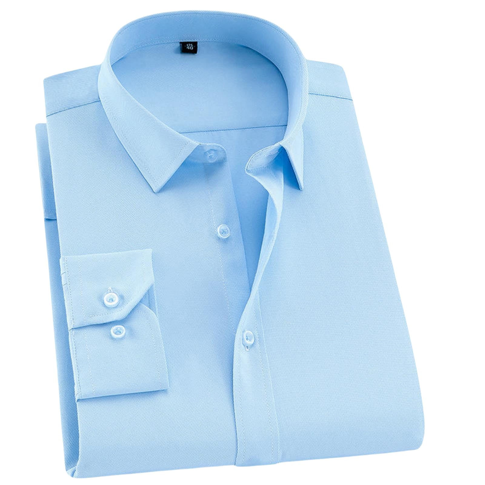 Camisa de manga larga para hombre, sin arrugas, color blanco, para negocios, ajustada, formal, bordada