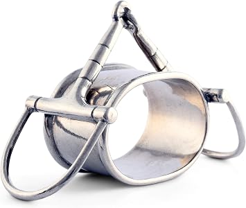Vagabond House Pewter Horse Tack خاتم منديل الفروسية يُباع كحلقة واحدة من حلقات المصمم الحرفية مقاس 3.75 بوصة