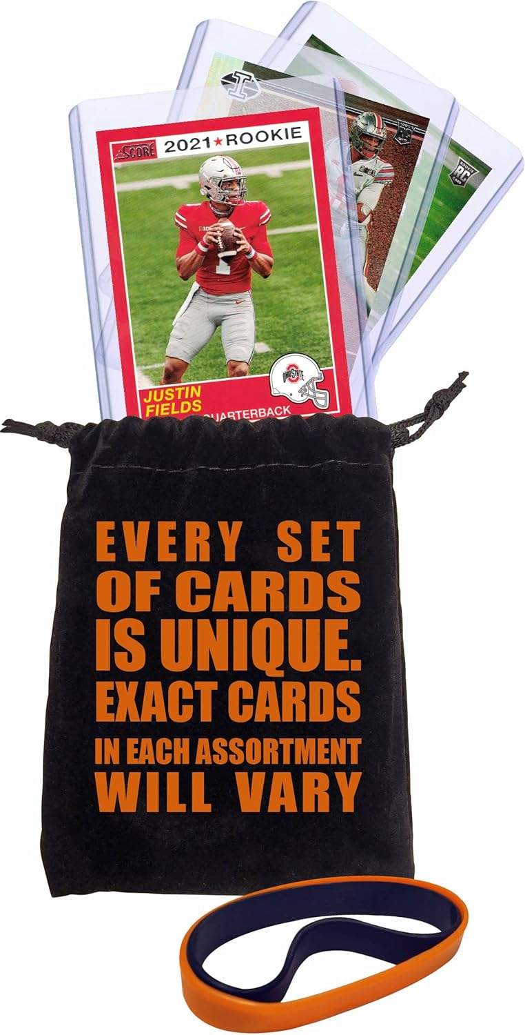 Justin Fields Rookie Cards Assorted 3 Card Gift Bundle - Chicago Bears Football Trading Cards