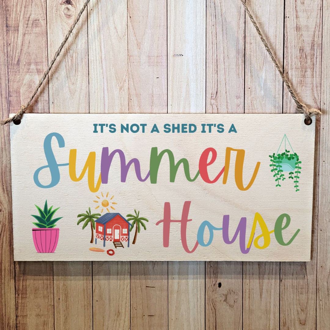 Second Ave Gift Company Earth Tones Second Ave Funny Joke It's Not A Shed It's A Summer House Wooden Hanging Gift Rectangle Sign Plaque