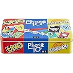 Mattel Games Set of 3 Card Games with UNO, Phase 10 & ONO 99, Travel Fun for Kids & Family Night with Storage Tin Box (Amazon Exclusive)