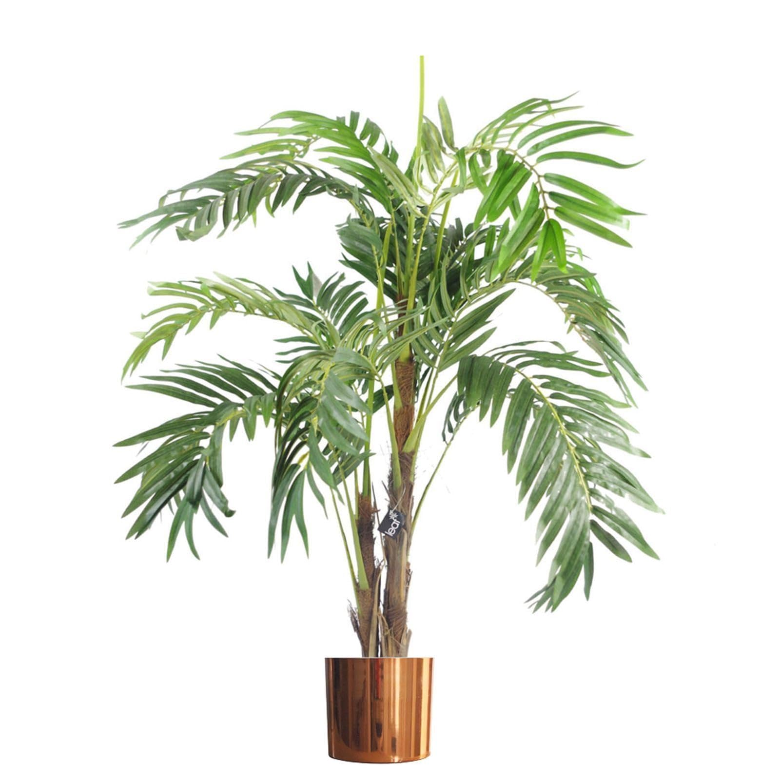 B&Q -  120Cm Premium Artificial Palm Tree With Pot With Copper Metal Planter