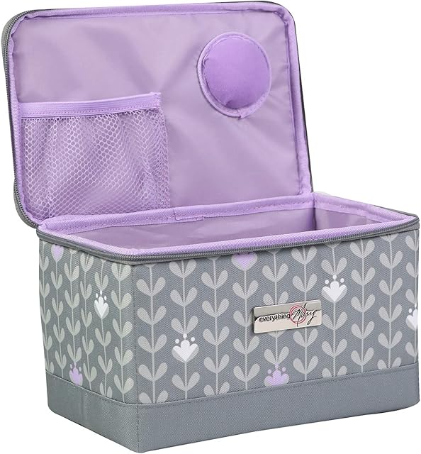 Everything Mary Sewing Case Grey Leaf Print EVM12861-1