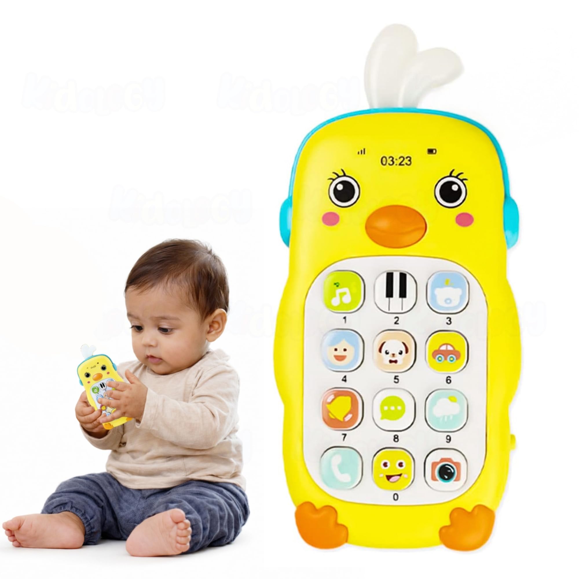 - Cute Sleep Phone Maze Sensory Montessori Toy Musical Sounds for Babies 12-18 Months, Cell Phone with Lights, Numbers & Various Music Sounds (Yellow)