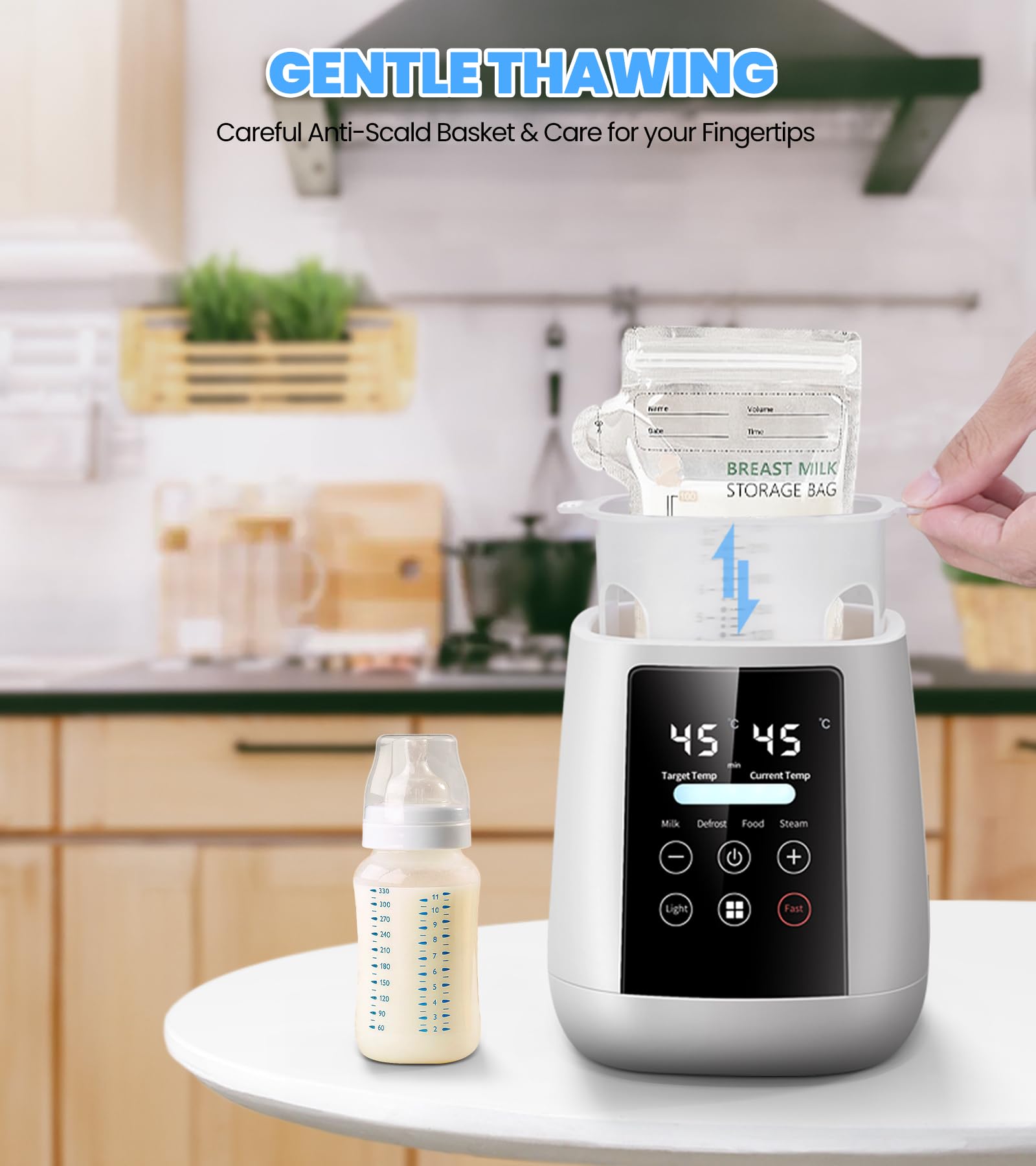 Scaldabiberon, PASUIDU 9 in 1 Sterilizzatore Biberon, Multifunzione per Biberon,Riscaldamento Ultraveloce,Scaldalatte per Bambini con Termostato 48H, Luce Notturna, Scaldabiberon per Tuttii Biberon
