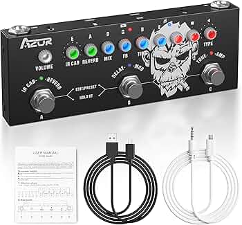 Amazon.com: AZOR Multi Effects Guitar Pedal with 3 Preset,8 IR Cab