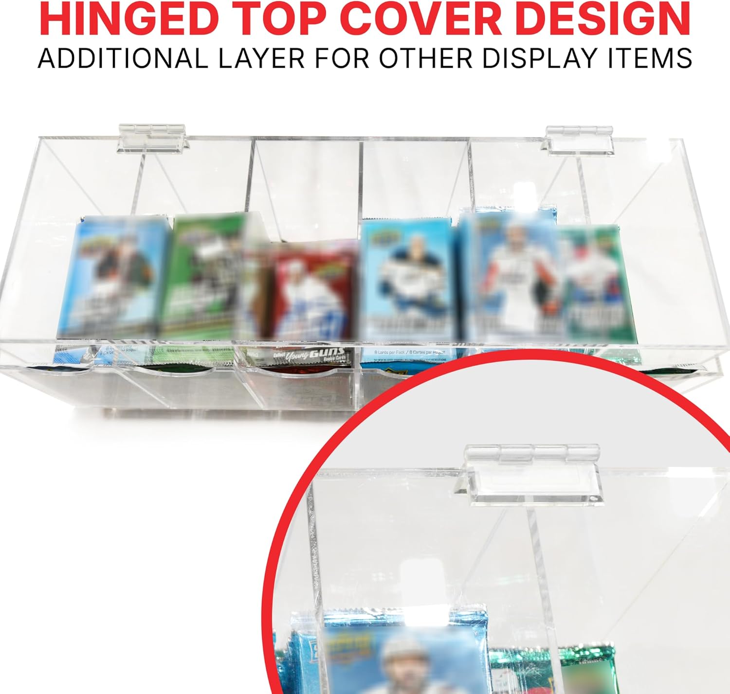 EVORETRO Booster Pack Dispenser 6-Slot Acrylic TCG Display Case – Card Dispenser & Card Pack Dispenser Compatible with Pokémon, MTG, Lorcana, Yu-Gi-Oh, One Piece