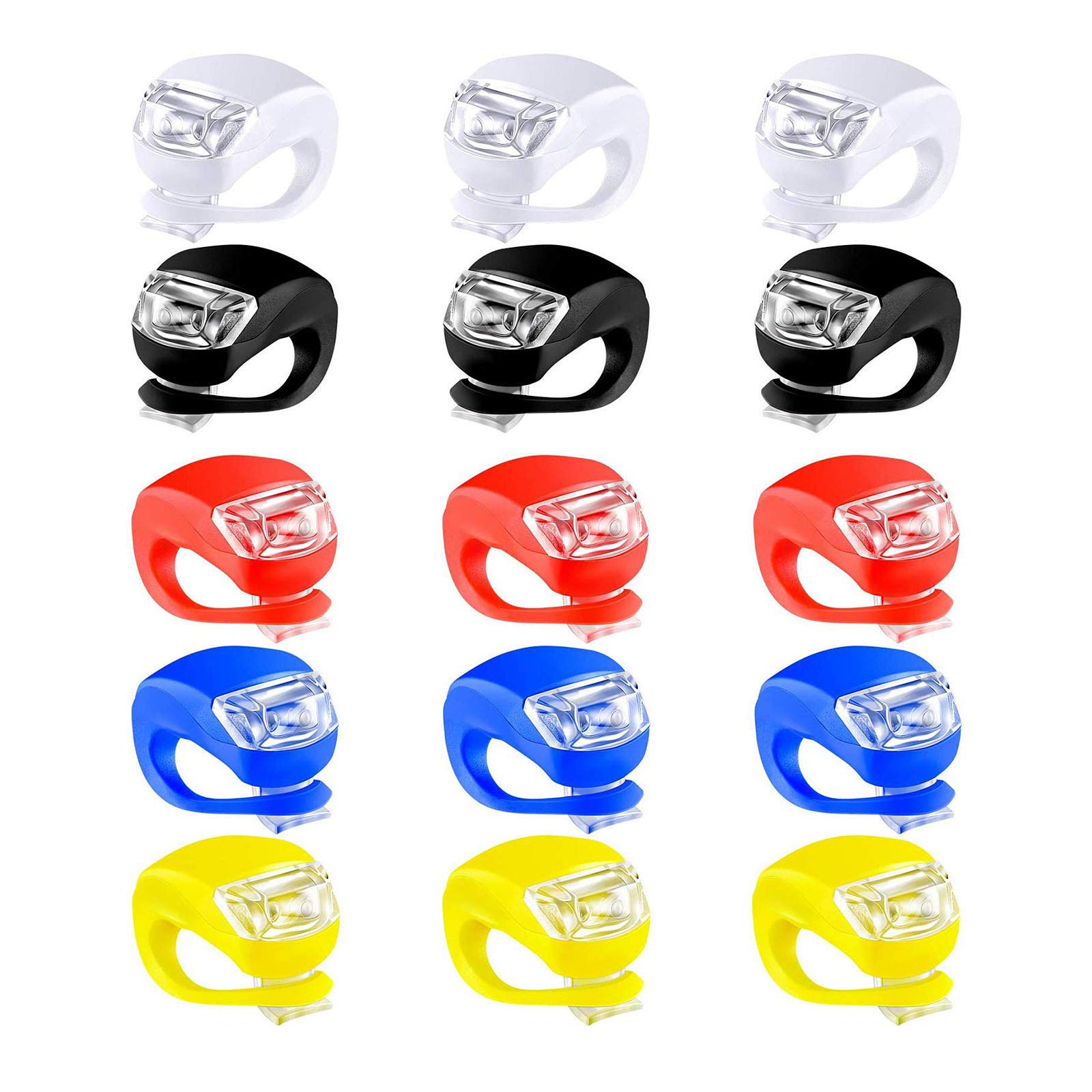 EISTEE Luces de Bicicleta, Luces de Bicicleta, Luces de Bicicleta, Juego de Luces de Bicicleta LED de Silicona for Faros Delanteros y Luces traseras Impermeables 15 Piezas