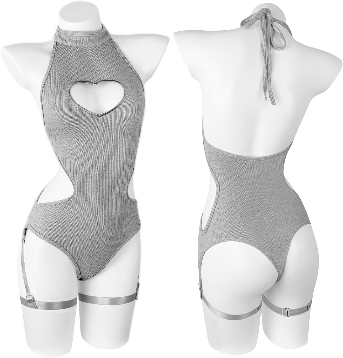 KORURACLUB women's black lingerie backless bodysuit corset top sexy bodysuit