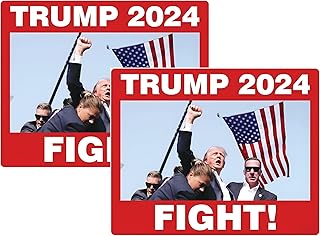 S.K Production 2 Pack Stickers Trump 2024 Fight Assassination Attempt Donald Trump Debate Political Election FJB Car Truck Window Laptop Jet Vinyl Decal Never Surrender Sticker: 5" x 4"