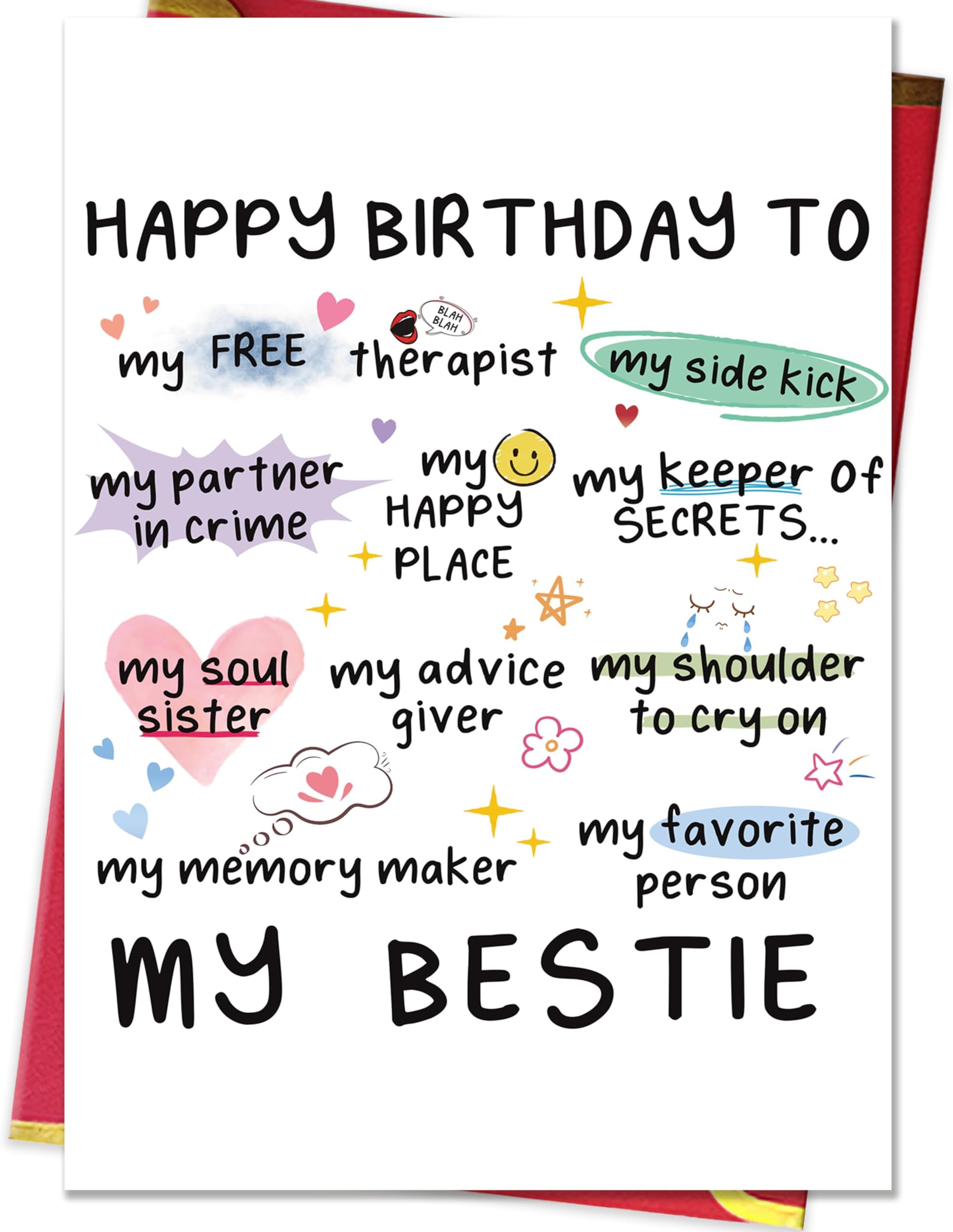 Funny Birthday Card for Women Sister, Happy Bday Gifts for Bestie, Bestie & Friendship Birthday Card