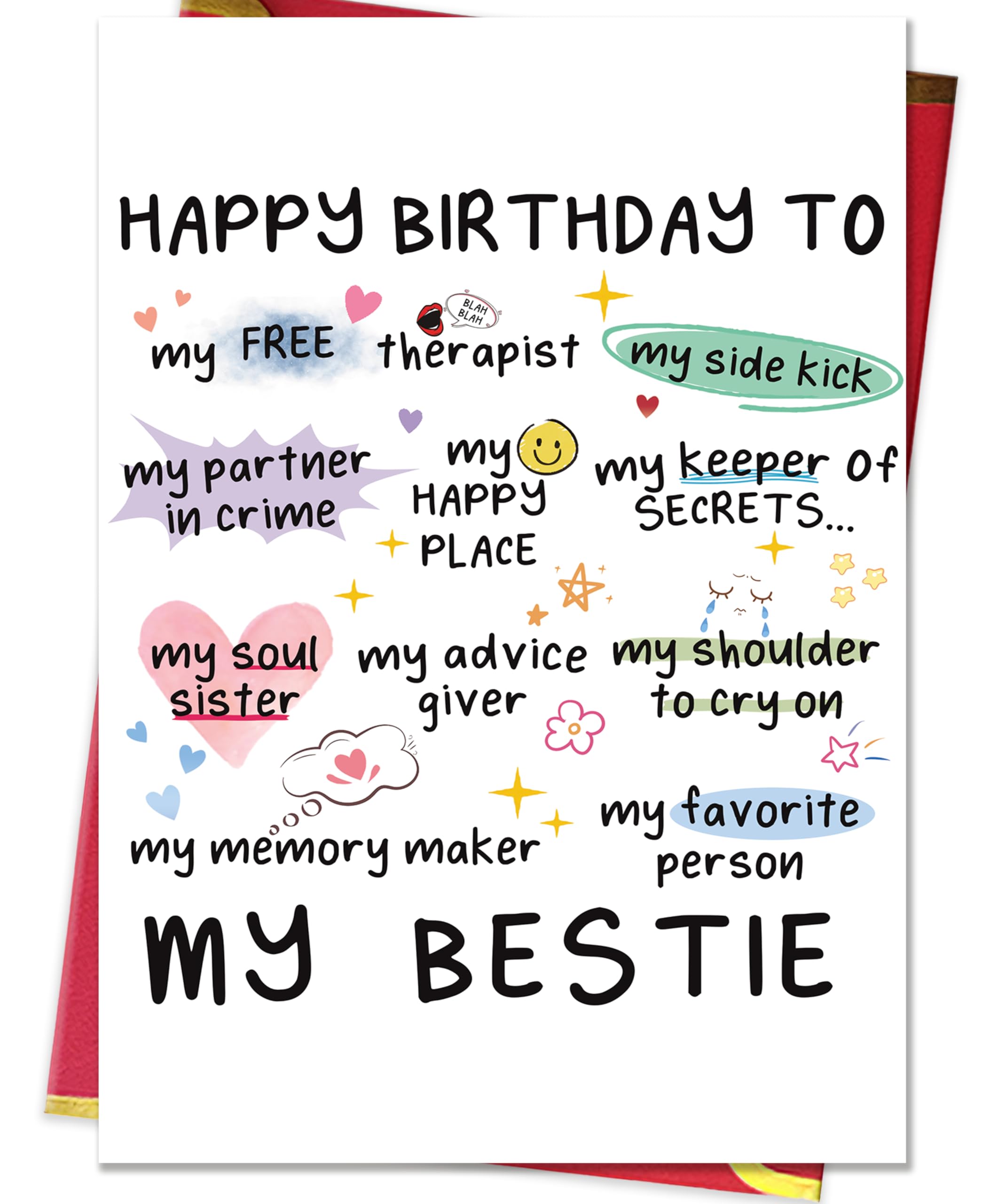 Funny Birthday Card for Women Sister, Happy Bday Gifts for Bestie, Bestie & Friendship Birthday Card