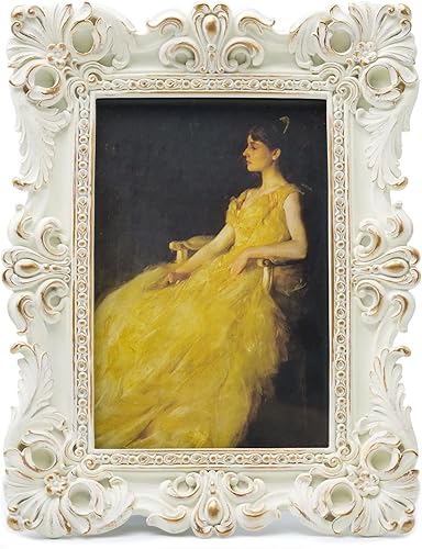 Miniatura 20 de CISOO Marco de fotos vintage de 4 x 6 pulgadas, marco de fotos antiguo y ornamentado en verde y dorado, para exhibición en mesa y pared, diseño