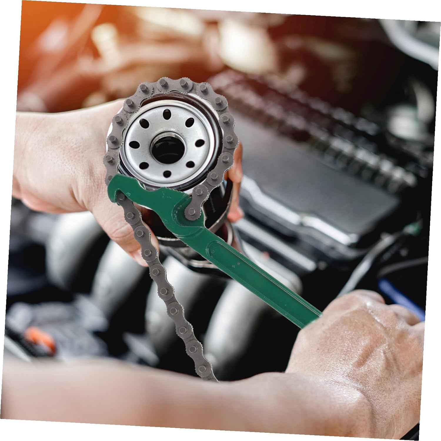 Heavy Duty Chain Wrench Oil Filter Removal Tool for Pipe and Machine Repairs Non-slip Handle Fuel Filter Wrench for Precise Assembly and Disassembly Tasks