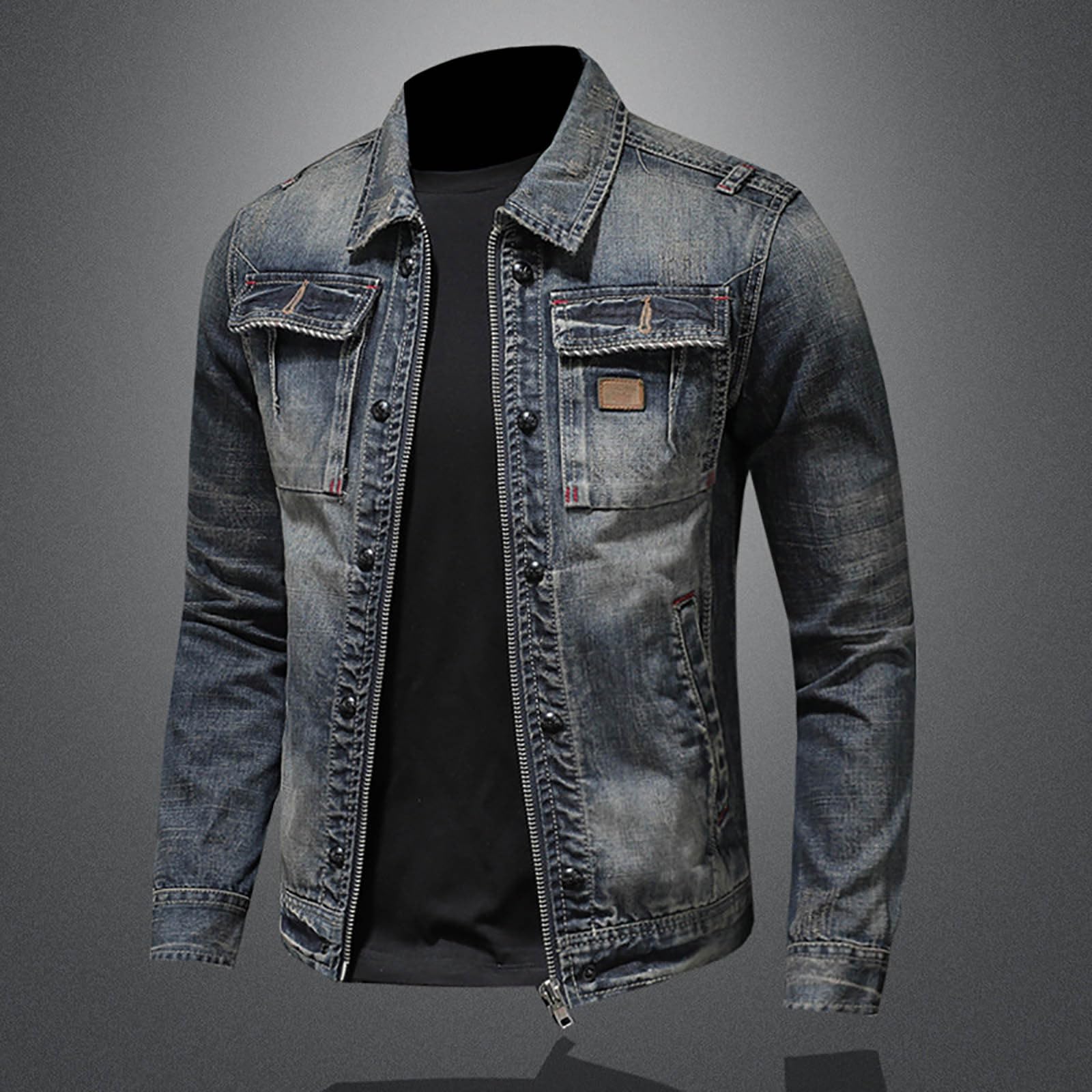 Giubbotto Jeans Uomo, Giubbotto Estivo Uomo, Slim Fit Trucker Vintage Cotone Cowboy Top Cappotto Camicia Jeans con Tasca Stretta vestibilità Regolare Casual Denim Giacca in Jeans Vintage Denim Jacket